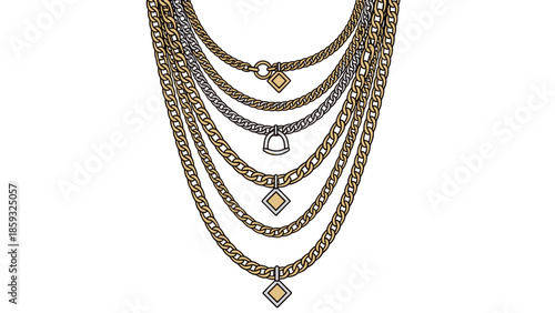 Luxurious Multi Strand Diamond Necklace Jewelry.