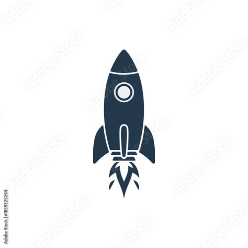 Dynamic rocket launch icon representing accelerating progress, innovative ideas, and the successful embarkation of a new venture or ambitious project