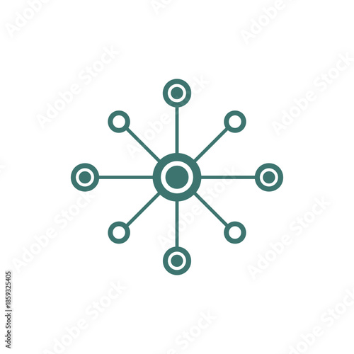 Modern digital network connection hub icon symbolizing interconnected data nodes and communication pathways, representing a decentralized system for technology and business innovation