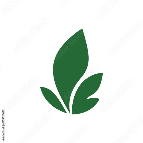 Green plant leaves logo symbolizing growth, nature, and sustainability
