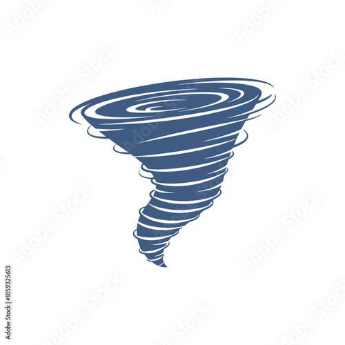 Dynamic blue whirlwind illustration depicting powerful air rotation, symbolizing natural forces, potential weather events, and atmospheric energy. A modern graphic element for severe climate concepts