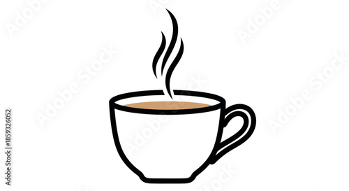Steaming Cup of Coffee A Simple and Inviting Illustration.