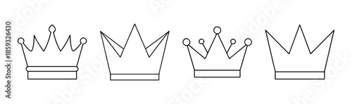A collection of minimalist crown outlines in various styles, perfect for diverse design elements