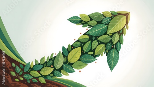Green Leaf Arrow Illustration Nature Direction Growth Concept