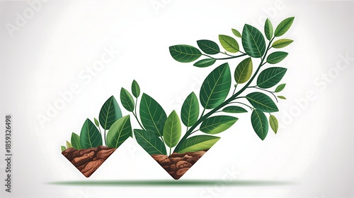 Growing Plants Illustration with Green Leaves in Soil