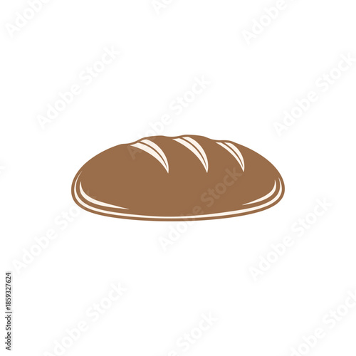 Stylized monochrome illustration of a warm, freshly baked bread loaf, featuring distinct scoring marks, ideal for bakery branding, food-related designs, menus, or culinary themes and recipes