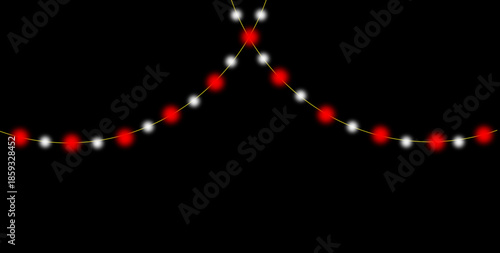 Christmas Wreath Style Light Chain, Twinkling Bulbs Garland PNG