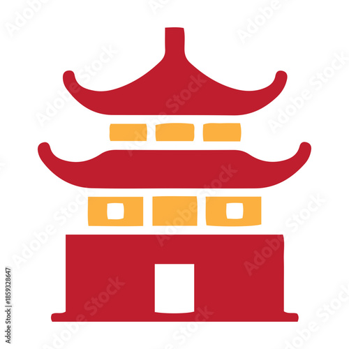 Vibrant traditional East Asian pagoda icon for festive celebrations, symbolizing prosperity and good fortune during the upcoming lunar new year season, perfect for cultural events and joyous greetings