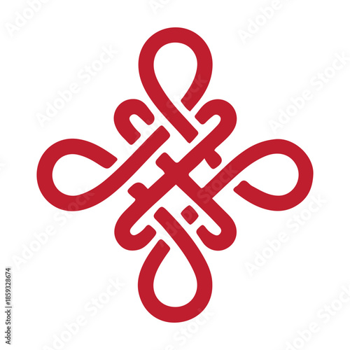 Intricate red knot symbolizing good fortune and prosperity, a perfect graphic element to celebrate the upcoming lunar new year festivities