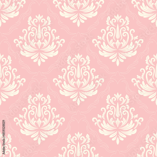 Damask seamless repeat element pattern. Beautiful luxury vintage floral damask vector illustration. Design for wallpaper, decorative, texture, textile, ornament, wrapping, shirts, clothing