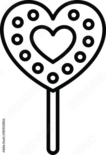 Black and white heart with bubbles and stick outline