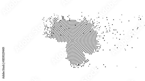 Venezuela Map Forming from Flying Dots in Gray to Black