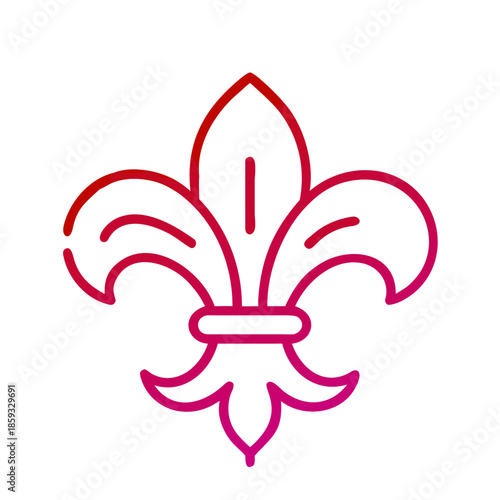 Outline of a fleur-de-lis symbol in gradient pink colors