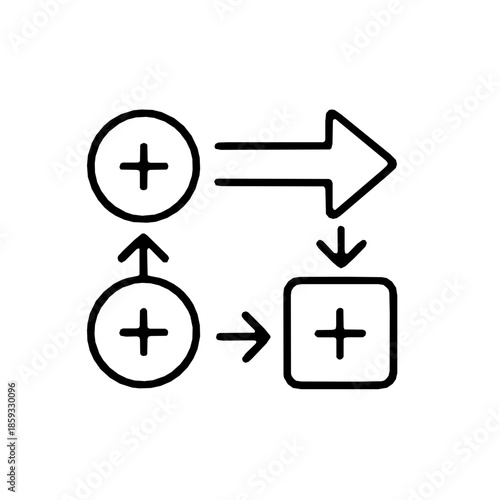 Data interoperability health system rounded accessibility icon (vector)