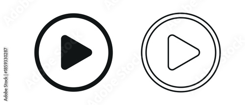 Play button icons on transparent background 