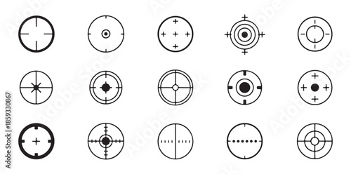 Target crosshair vector collection for shooting games sniper scope interface design elements gun sight icons set