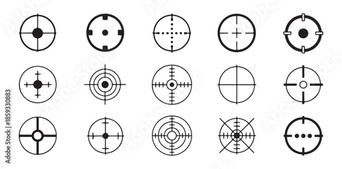 Sniper aim icons set for target shooting range weapon sights collection reticle symbols for archery hunting games