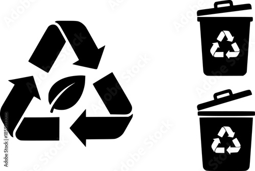 Recycle & Trash can icons set. Trash bin symbol. Recycle symbol. Vector illustration