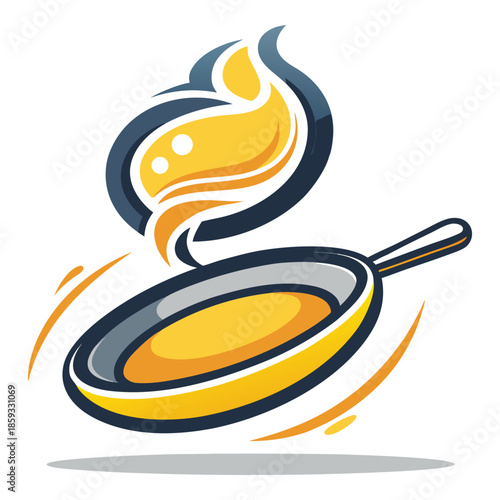 Pancake Flip in Frying Pan Vector Icon