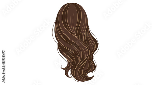Beautiful long, wavy brown hair with subtle light brown highlights, showcasing healthy and vibrant hair texture.