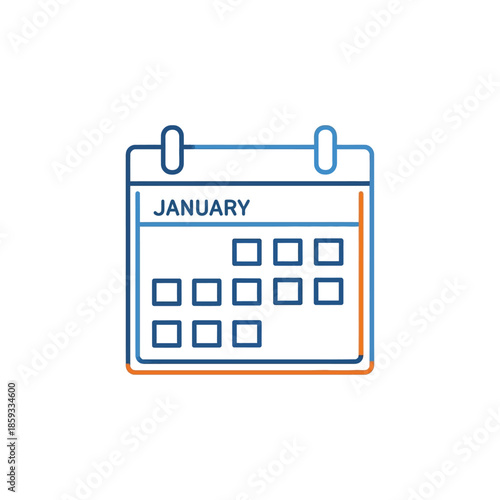 January Calendar Icon - Simple Line Art for Planning and Scheduling