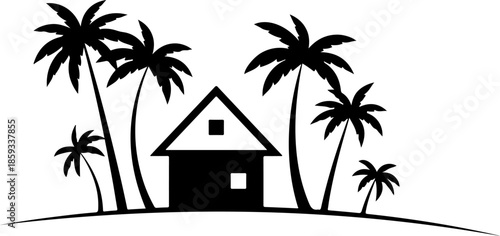 Tropical Island Beach House and Versatile Cat Silhouette Collection