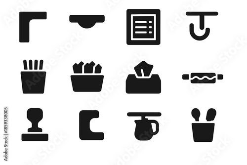 Edge tissue shelf icons tamping icon grinder vector tray pitcher caf packet