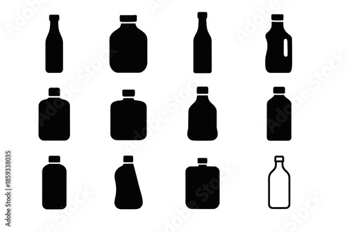 Icon neck silhouettes tall slim base square iconic vector bottle silhouette travel