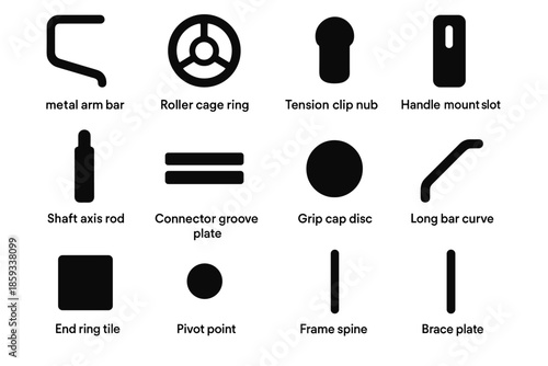 Pivot roller shaft cap end handle icon ring spine frame vector