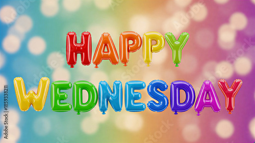 Happy Wednesday Balloon Text Colorful Design