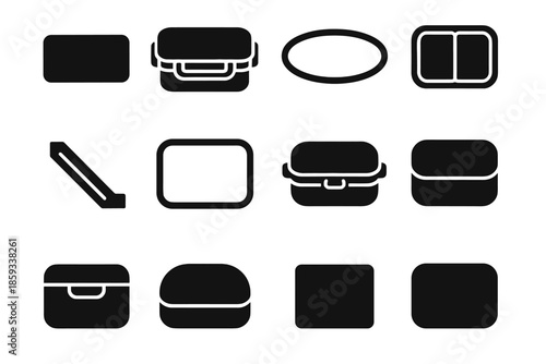Plate box pad bar line icon lunch base slab support vector bottom