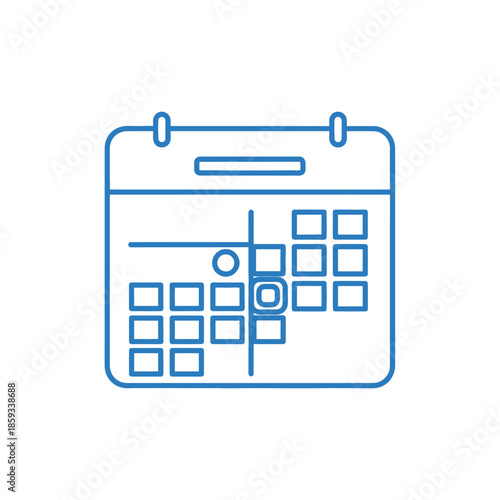 Simple Blue Line Art Calendar Icon with Marked Date for Planning and Scheduling