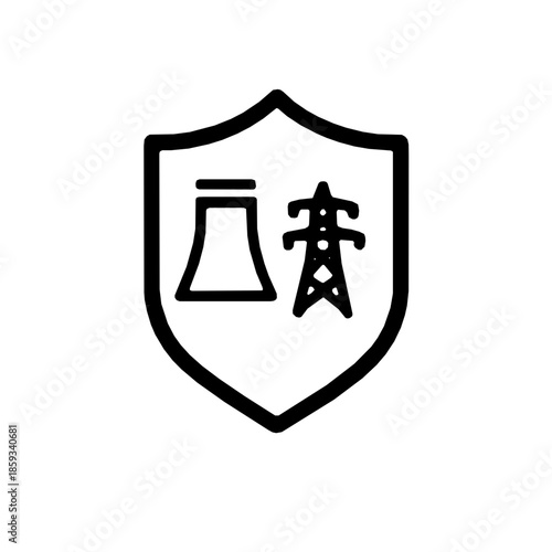 NIS2 critical infrastructure protection cybersecurity outline icon (vector)