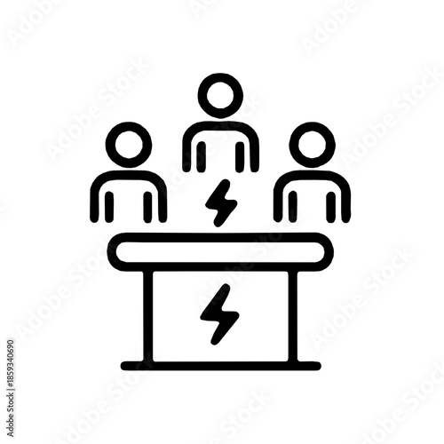 Crisis management leadership security rounded outline icon (vector)