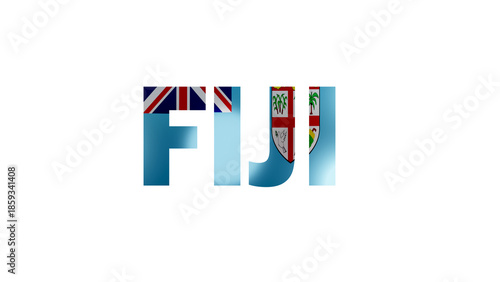 Fiji Text With Flag Isolated On Transparent PNG Background