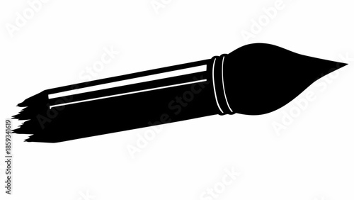 Black paintbrush with white accents on clean white background