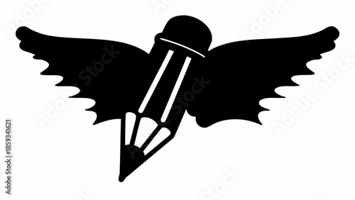 Creative writing and freedom concept with winged pencil