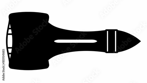 Modern black hammer icon with sleek handle and balanced design