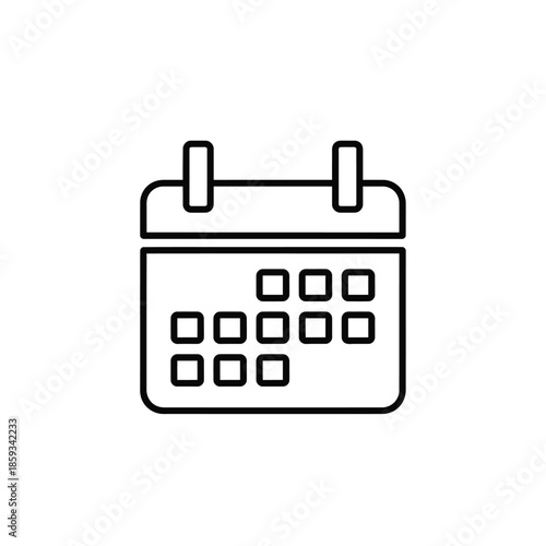 Simple Calendar Icon Outline, Date Planning, Schedule Organizer, Time Management