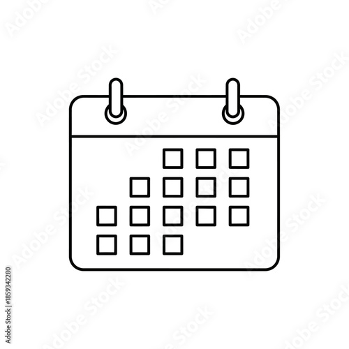 Simple Calendar Icon Outline, Planning and Scheduling Concept