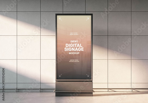 Airport Vertical Digital Signage Mockup