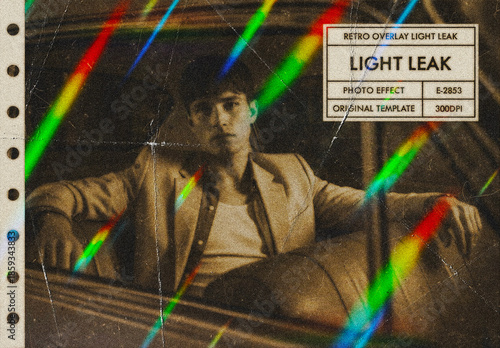 Retro Light Leak Overlay Effect Mockup