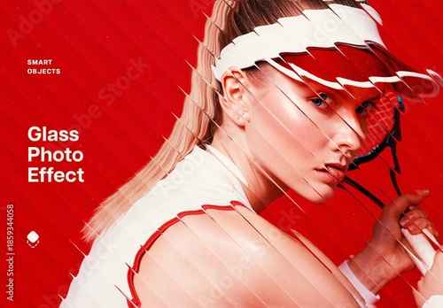 Diagonal Glass Photo Effect Mockup