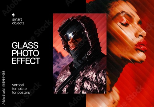 Diagonal Glass Poster Photo Effect Mockup