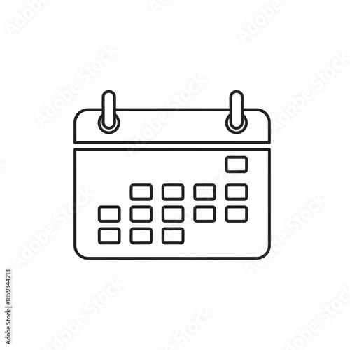Simple calendar icon, clean line art, date planning and scheduling symbol