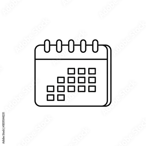 Simple calendar icon, clean line art, planning symbol