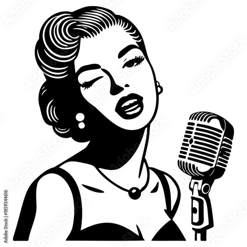 Vintage Female Jazz Singer Illustration.