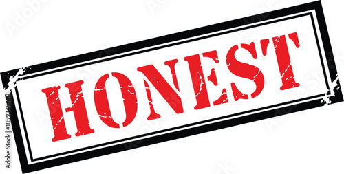 A bold red stamp displaying the word honest within a rectangular frame with distressed textures