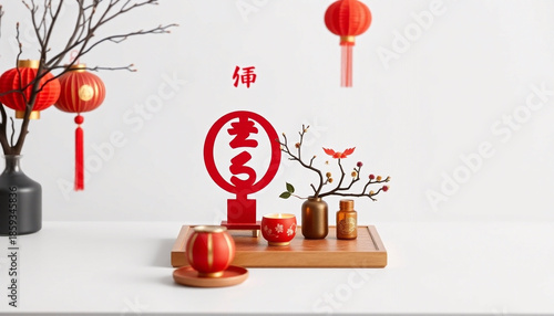 Chinese New Year Table Decoration Isolated