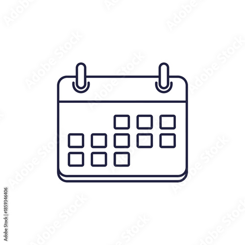 Simple calendar icon, flat design, white background, planning concept